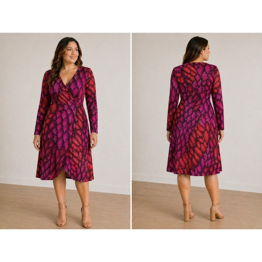 Gypsy Mara Hoffman Dress Womens Large Pink Red Feather‎ Print Feminine Botanical